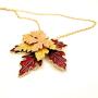 DREAMLANDSALES Celebrity Fall Autumn Festival Enamel Sugar Maple Leaf Necklace and Earrings Jewelry Sets