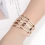 Amanda silver Stainless Steel Rose Gold Bangle Bracelets Set for Women, Set of 7, 8.50 Inches