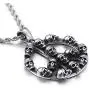 starchenie Peace Sign Pendant of Skull Necklace Stainless Steel Punk Jewelry for Men