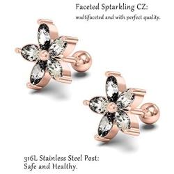 Goerhsjie 16G Ear Cartilage Earrings Hoop Helix Piercing Jewelry Tragus Earrings Cartilage Stud for Men Women Cubic Zirconia Inlaid 6 Pairs
