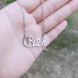 Yanluu Stainless Steel 18K Gold Plated Bitch Words Necklace 18inch