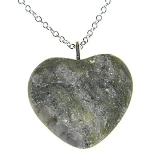 Irish Connemara Marble: Sterling Puffed Heart Pendant Necklace Irish Connemara Marble: Sterling Puffed Heart Pendant Necklace