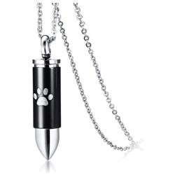 BEANS Stainless Steel The Bullet Urn Necklace for The Dog paw Keepsake Memorial Cremation Jewelry