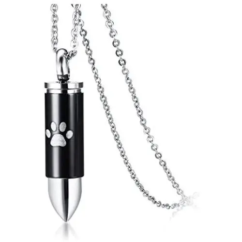 BEANS Stainless Steel The Bullet Urn Necklace for The Dog paw Keepsake Memorial Cremation Jewelry BEANS Stainless Steel The Bullet Urn Necklace for The Dog paw Keepsake Memorial Cremation Jewelry