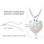 FANCIME Valentines Day Gifts Heart Necklace for Women Sterling Silver Created White Opal Necklace Cubic Zirconia CZ Danity Fine Jewelry for Women 16+2 inches Extender