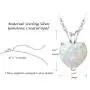 FANCIME Valentines Day Gifts Heart Necklace for Women Sterling Silver Created White Opal Necklace Cubic Zirconia CZ Danity Fine Jewelry for Women 16+2 inches Extender