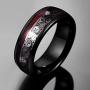 VAKKI 8mm Black Dome Tungsten Carbide Ring with Celtic Spiral and Red Guitar String Comfort Fit Size 7-12.5