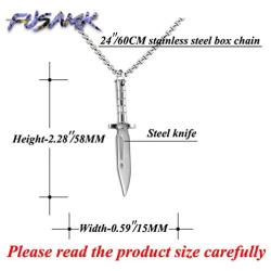 Fusamk Fashion Titanium Steel Dagger Tag Pendant Knife Necklace