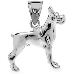 Sterling Silver 3D Boxer Dog Charm Pendant