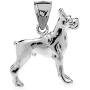 Sterling Silver 3D Boxer Dog Charm Pendant Necklace