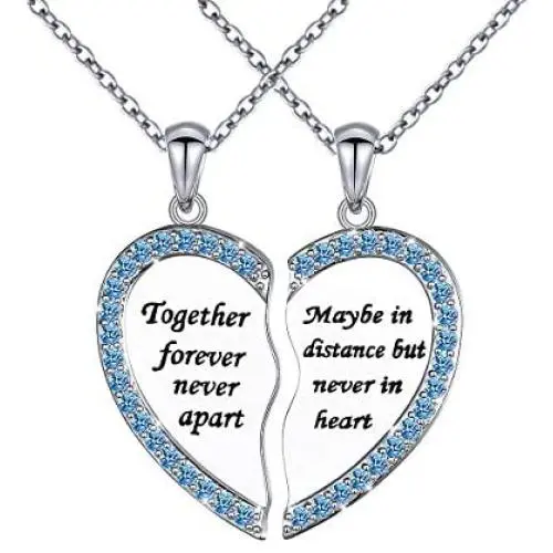 S925 Sterling Silver Best Friend Necklaces Heart 2 Piece Gifts Women Teen Girls Friendship BFF Pendant Necklace Set S925 Sterling Silver Best Friend Necklaces Heart 2 Piece Gifts Women Teen Girls Friendship BFF Pendant Necklace Set