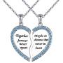 S925 Sterling Silver Best Friend Necklaces Heart 2 Piece Gifts Women Teen Girls Friendship BFF Pendant Necklace Set