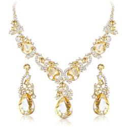 ORAZIO Crystal Wedding Bridal Jewelry Set for Women Rhinestone Necklace Dangle Earring Bracelet for Bride Bridemaids