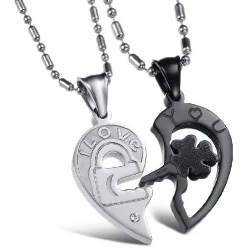 Stainless Steel His and Her Heart Lock Key Matching Puzzle Couples Pendant Necklace for Lovers Valentines Day Engagement Gift Stainless Steel His and Her Heart Lock Key Matching Puzzle Couples Pendant Necklace for Lovers Valentines Day Engagement Gift