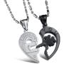 Stainless Steel His and Her Heart Lock Key Matching Puzzle Couples Pendant Necklace for Lovers Valentines Day Engagement Gift