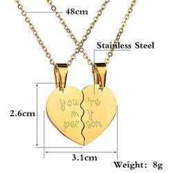 MJartoria Couples Necklaces for 2-Her King His Queen Engraved Split Heart Love Pendant Necklaces Gifts for Birthday Valentines Day