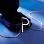RINHOO Stainless Steel Large Silver Initial Alphabet 26 Big Letters Script Name Pendant Chain Necklace from A-Z