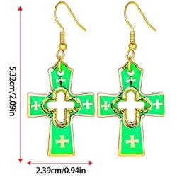 Cross Earrings for Women Girls, MTSCE 14K Gold Plated Dangle Earrings Mothers Day Gift Hypoallergenic Small Jewelry