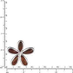 Sterling Silver Koa Wood Plumeria Necklace Pendant with 18'' Box Chain