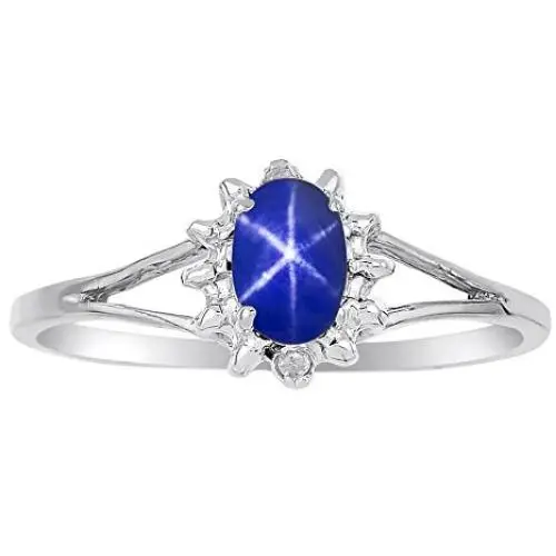 Diamond & Blue Star Sapphire Ring set in Sterling Silver Diamond & Blue Star Sapphire Ring set in Sterling Silver