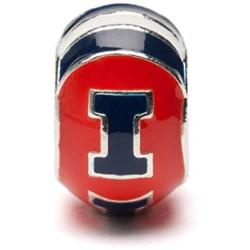 University of Illinois Charm | UIUC Fighting Illini - Orange with Blue Illinois I Charm | Officially Licensed University of Illinois Jewelry | UIUC Charms | Fighting Illini Logo | Stainless Steel