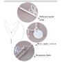 Jeweky Layered Sequin Necklaces Silver Beaded Choker Necklace Bar Pendant Chain Adjustable Jewelry for Women and Girls