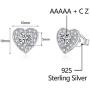 925 Sterling Silver Stud Earrings for Women|4 Pairs Cubic Zirconia Stud Earrings 14K White Gold Plated Heart Stud Earrings for Women Men Girls 3/4/5/6mm