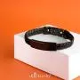 555Jewelry Stainless Steel Plate Braided Leather Lock Clasp Bangle Cuff Bracelet