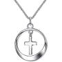 EVER FAITH 925 Sterling Silver Circle Cross Pendant Necklace Birthday Daily Jewelry for Women, Girl