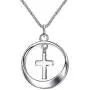 EVER FAITH 925 Sterling Silver Circle Cross Pendant Necklace Birthday Daily Jewelry for Women, Girl