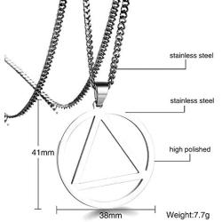 UNISEX Stainless Steel AA Symbol Alcoholics Anonymous Pendant Necklace Jewelry Gifts