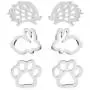 3Pcs Cat Claw Earrings Small Hedgehog Rabbit Stud Earrings Stainless Steel Cute Animal Earrings for Girls Teen Lovely Jewelry Set