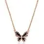 BERRICLE Rose Gold Flashed Sterling Silver Enamel Cubic Zirconia CZ Butterfly Fashion Necklace and Earrings Set