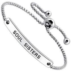 SOUSYOKYOSAM Soul Sisters Motivational Gift Inspirational Cuff Bracelet Adjustable Bangle Jewellery
