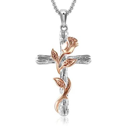 SNZM Rose Pendant Necklace for Women Mother Day Necklace Jewelry for Wife Mom Girlfriend