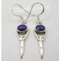 SilverStarJewel 925 Sterling Silver Cabochon Lapis Lazuli Earrings 1.5'' 3.4 Grams