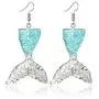 Sequins Mermaid Tail Earrings For Women Fantasy Ocean Princess Earrings Tassel Earrings Creative Ear Hook Translucent Fishtail Pendant Pearl Earrings