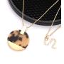Leopard Earrings Necklace Bracelet for Women Acrylic Circle Hoop Dangle Earring Long Disc Pendant Necklace Open Cuff Bangle Resin Cheetah Jewelry Set for Ladies Girls