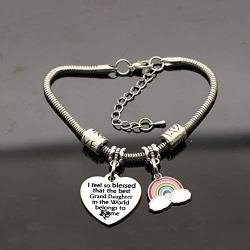 CAROMAY Grand Daughter Bangle Bracelets Charm Rainbow Granddaughter Jewelry Appreciate Birthday Family