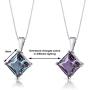 14 Karat White Gold Princess Cut 3.00 Carats Created Alexandrite Pendant