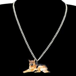 DOWAY Acrylic Handsome German Shepherd Necklace Dog Pendant Fashion Pet Jewelry for Women Girls Party Gifts