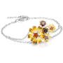 Santuzza Sunflower Bracelets Genuine 925 Sterling Silver Gorgeous Yellow Nano Cubic Zirconia Handmade Enamel Jewelry for Women