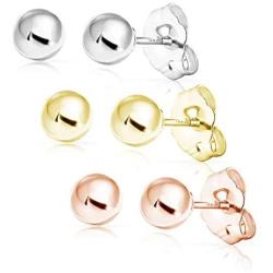 SOLIDGOLD - 14K Gold Filled 5mm Ball Stud Earrings 2-3 pair set | Yellow, Rose & White Gold