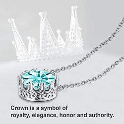 Yalong Birthstone Necklace for Women 5A Zirconia Crown Pendant 14K White Gold Plated Dainty Silver Chain Choker jewelry Gift Girl