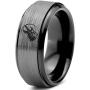 Musician Electric Guitar Ring - Tungsten Band 8mm - Men - Women - 18k Rose Gold Step Bevel Edge - Yellow - Grey - Blue - Black - Brushed - Polished - Wedding - Gift Dome Flat