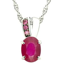 RB Gems Sterling Silver 925 Pendant Necklace Genuine Gemstone Oval 9x7 mm with Rhodium-Plated Finish