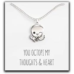 Happy Kisses Octopus Necklace Cute Nautical Pendant for Sea Lovers – Perfect for Woman, Kids and Children