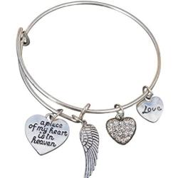 Memorial Jewelry, Memorial Bracelet, A Piece of My Heart is in Heaven Bangle Bracelet