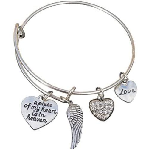 Memorial Jewelry, Memorial Bracelet, A Piece of My Heart is in Heaven Bangle Bracelet