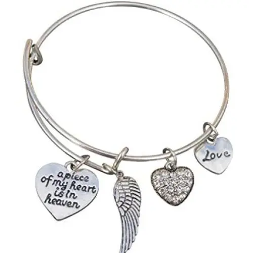 Memorial Jewelry, Memorial Bracelet, A Piece of My Heart is in Heaven Bangle Bracelet Memorial Jewelry, Memorial Bracelet, A Piece of My Heart is in Heaven Bangle Bracelet